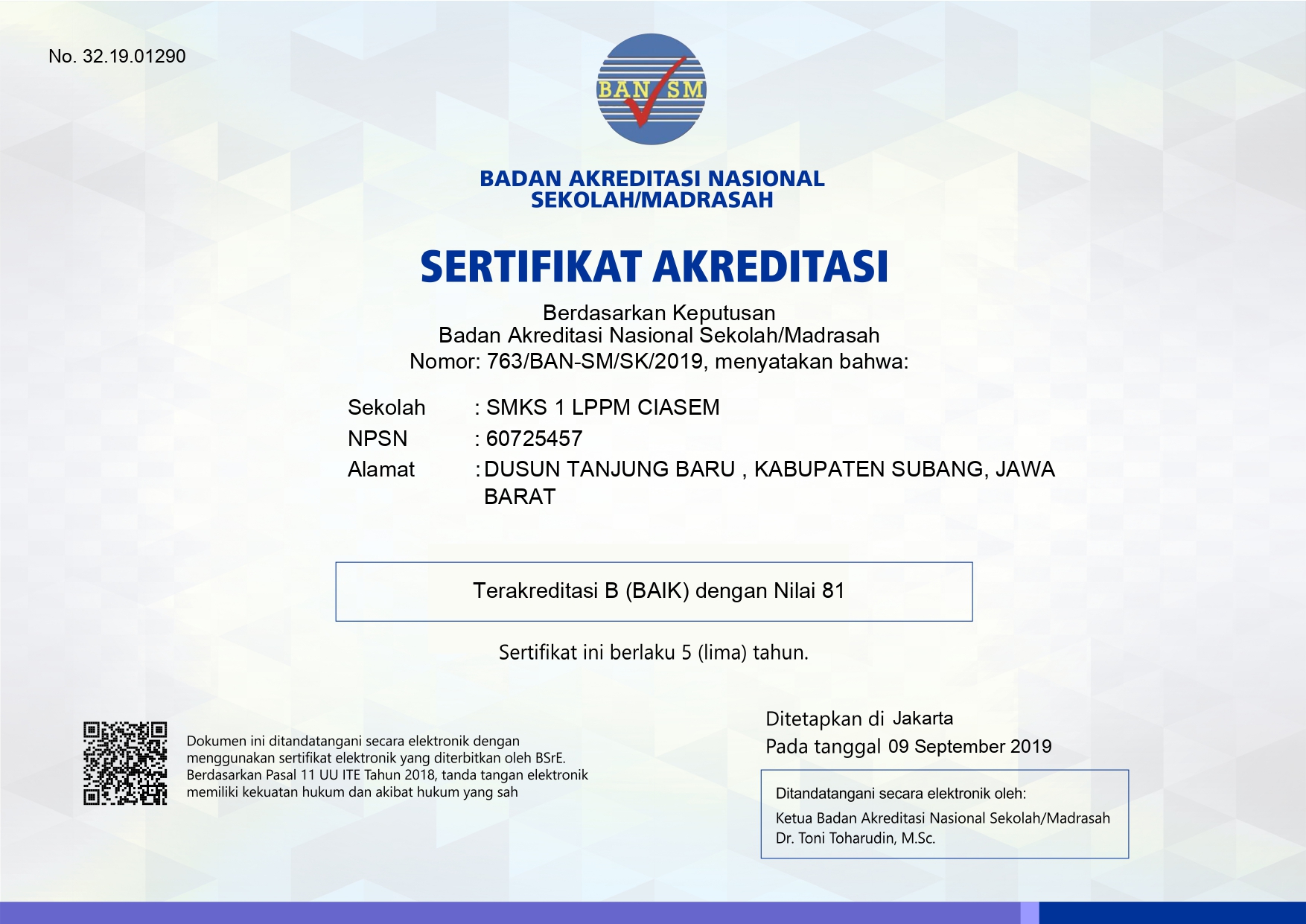 Sertifikat Akreditasi